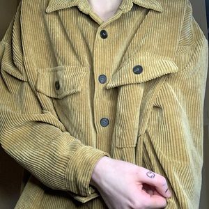 Collared Corduroy Button-Up Top